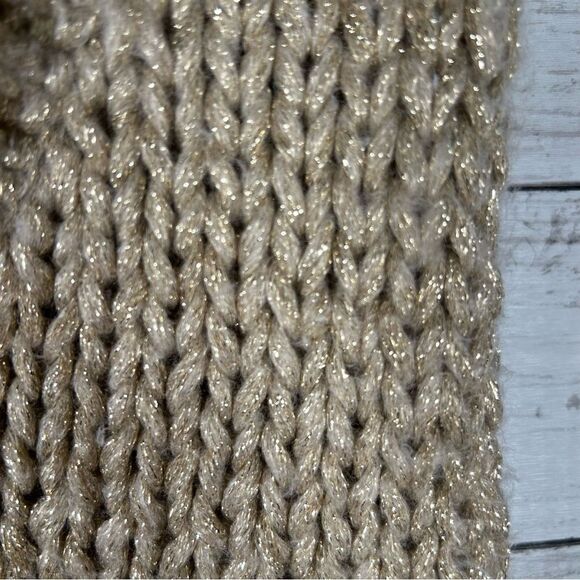 ZARA Cropped Chunky Gold Shimmer Taupe Chunky Sweater Vest M - Picture 5 of 8